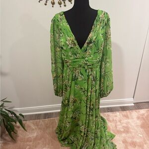 Mac Duggal Green Floral Dress